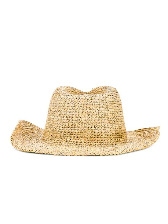 NEW Nikki Beach Carrera Hat in Natural Tan Raffia Straw Cowboy Western Beach Hat